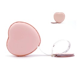 Tape Measure Body Leather Retractable Pink Heart Shaped Small Sewing Tape Measure for Tailors and Designers 1 Piece 60 Inch / 1.5 Metre Wide