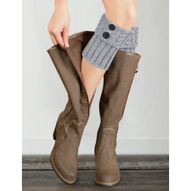 MELLIEX 2 Pairs Women's Leg Warmers Winter Warm Short Leg Warmers Knitted Leg Warmers Leg Warmers Flexible Legwarmers Soft Ankle Warmers Leg Warmers for Women Girls, Grey, Black