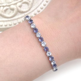 Uloveido Dainty AAA+ Cubic Zirconia CZ Classic Slider Tennis Bracelet Adjustable for Women - Silver Color Fashion Jewelry Wedding Gift YA4375 (Purple-White)