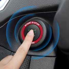 Toyota / Daihatsu / Daihatsu Compatible Engine Start Starter Ring, Aluminum Cover, Interior Decoration, Dustproof, Special Design for Vehicles, Easy Installation (Red)