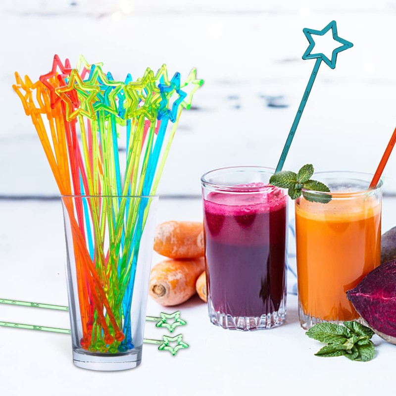Star Top Swizzle Sticks Disposible 9.8 Inch Cocktail Drink Stirrers