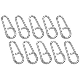 PATIKIL 50pcs 0.8 x 0.35" Fishing Snap Clips Stainless Steel Oval Split Rings for Freshwater and Saltwater Fishing Tackle Quick Change Silver