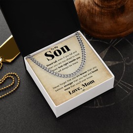 FG Family Gift Mall To My Son From Mom, Son Gifts From Mom and Dad, Mother and Son Necklace, Stainless Steel, Cubic Zirconia