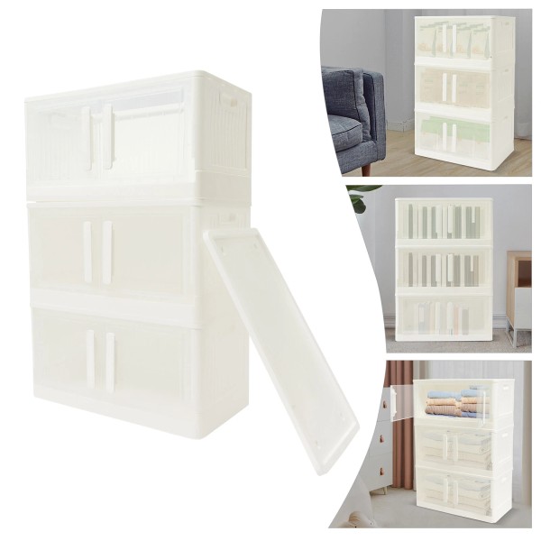 N/A 3 Stackable Storage Cabinet With Lids Storage Bins Storage