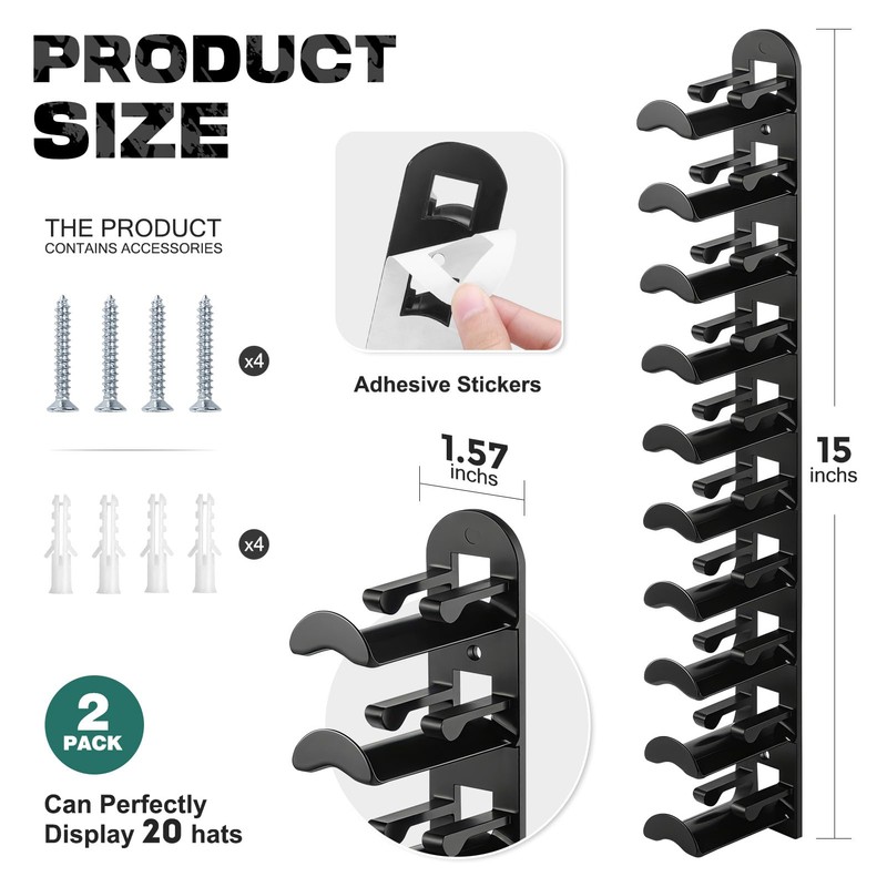 Hat Hook for Wall, 2 Pack Hat Organizer Hold up