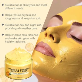 Rostblant Kurkuma Vitamin C Tonmaske, Gesichtsmaske mit Kurkuma Vitamin C, Tiefenreinigende Gesichtsmaske