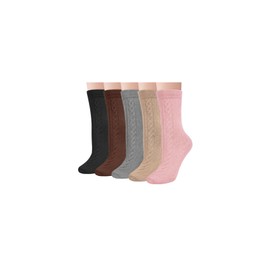 Loritta 5 Pairs Wool Socks for Women Winter Warm Socks Thick Knit Cabin Crew Soft Boot Socks Gifts,Z-Mixed Color