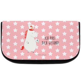 Mr. & Mrs. Panda Cosmetic Bag Unicorn Nurse Gift Makeup Bag Toiletry Bag Unicorn Nurse Gift, red, Hand Drawn