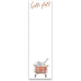 PBK Magnetic Notepads for Refrigerator, Fridge Magnet Memo Pad for To Do List Grocery Shopping Reminders for Autumn Thanksgiving, Hello Fall, 60 Sheets Sticky Back Top Edge, 2.75" x 9.5"