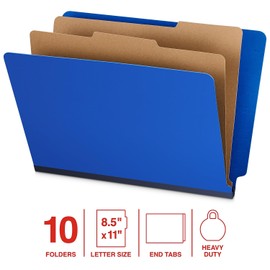Staples 60% Recycled Pressboard Classification Folder, 2-Dividers, 2" Expansion, Letter Size, Dark Blue, 10/Box (ST62565)