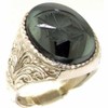 Solid Sterling Silver carved Centurions Head Natural Hematite Mens Mans Signet Ring - Size 9 - Sizes 6 to 13