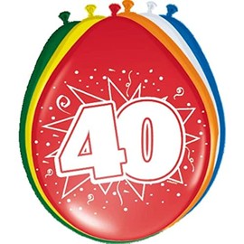 Folat 08240 40th Birthday/Anniversary Balloons, 8 pieces