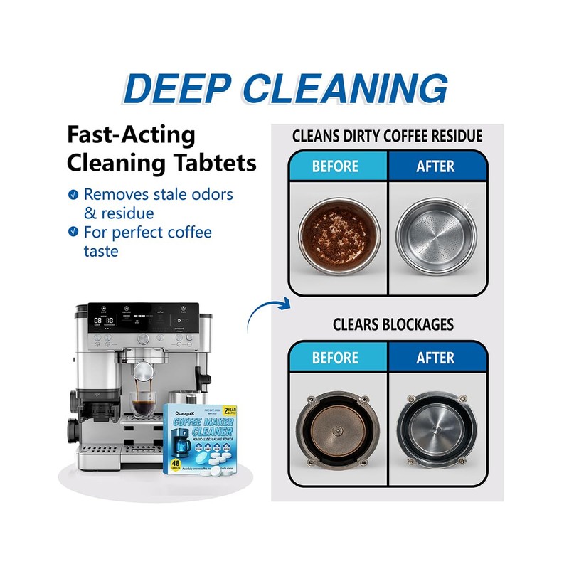 48Tabs–Coffee Maker Cleaner and Descaler & Coffee Pot Cleaner. Powerful