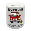 BS082 NEW CAR FUND Novelty Gift Printed Ceramic Piggy Bank