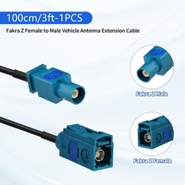 Yuslao Fakra Z Female to Fakra Z Male Connector Cable 1m 3ft Vehicle Car Antenna Extension Cable for Car Stereo Android Head Unit 4G LTE Telematics Bluetooth Module GPS Navigation Sirius XM Radio