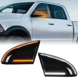 Nilight Side Mirror Marker Light Switchback Amber Turn Signals White Puddle Lights Smoked Lens Plug and Play Compatible With 2009-2018 Ram 1500 2500 3500 2009-2022 Classic
