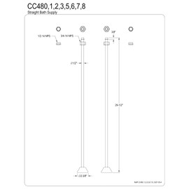 Kingston Brass CC486 Vintage Straight Bath Supply, Polished Nickel