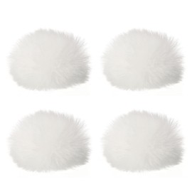 PATIKIL Fur Microphone Windshield 7mm x 60mm Microphone Cover for Indoor Outdoor Microphones White 4pcs