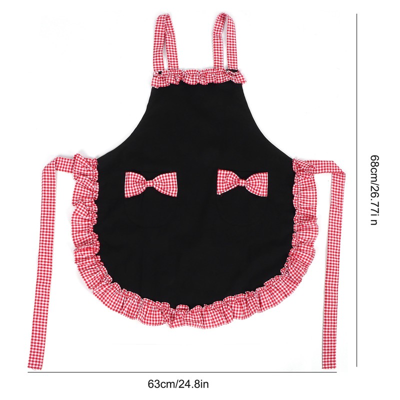 Bowknot Apron Multifunctional Cooking OilProof Waterproof Antifouling Apron for Kitchen(Black