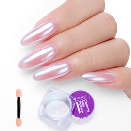 Gelike EC Chrome Nail Powder for Nails: Pearl Nail Chrome Powder Mirror Effect, Nail Glitter Nail Polish Decoration Products for Nail Art Design, White