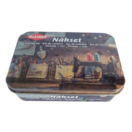 Kleiber Sewing kit 70pc tin-Pocket Print, Metal, 11 x 8 x 3 cm