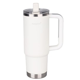 30 oz Tumbler With Handle Lid and Straw,Leak Proof Stainless Steel Insulated water bottle tumbler. Easy to Clean,BPA-Free,Hassle-proof,Stain-proof,Travel tumbler cups For Travel/Gym/School (cream)