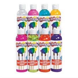 Colorations Paraben-Free Liquid Watercolor Paint Tropical Colors, 8 oz. Bottles - Set of 8, Non-Toxic and Made in The USA