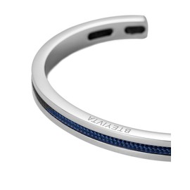 BTEYIVTA Handmade Minimalist Cuff Bracelet with Lucky Nautical Rope Inlaid Stainless Steel Cuff Unique and Stylish Bangle For Men And Women (Silver-Blue, S/M)