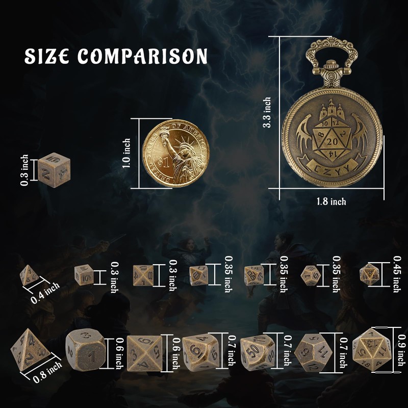 DND 6mm Micro Polyhedral Dice Set with Pocket Watch Shell