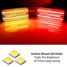 iJDMTOY Semi-Clear Lens Amber/Red Double-Row Full LED Front/Rear Side Marker Light Kit Compatible With 1968-1972 C10 C20 K10 C15/C1500 C25/C2500 K15/K1500 Jimmy, etc