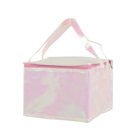 Generic 10.610.610.6" Reusable Insulated Zipper Aluminum Foil Tote Bag Suit for Picnic Cake FruitDrink Refrigeration Also for Delivery of Takeaway Thermal Pizza Insulated Delivery (Laser Multicolor)