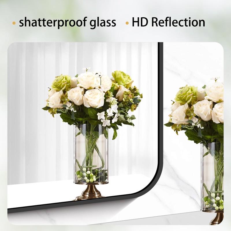 DESBING 24" x 55"Bathroom Mirror, Matte Black Wall Mirror with