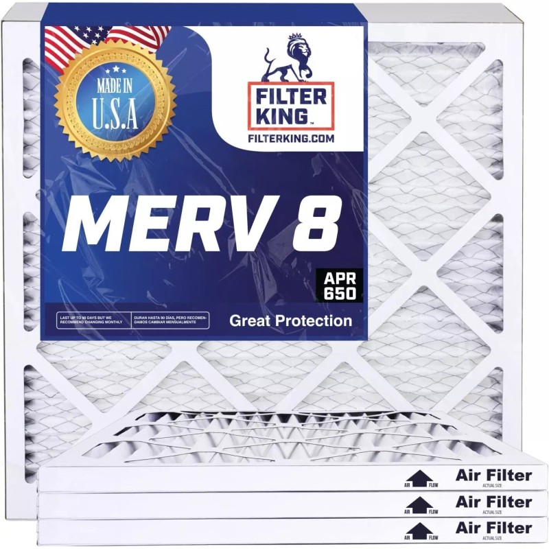 Filter King 21.5x23.5x1 Air Filter 4-PACK MERV 8 Actual Size