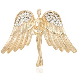 Gleamart Gold Angel Wing Crystal Brooch Pin for Women Rhinestone Vintage Breastpin for Cardigan Shawl Shirt Hat Bag