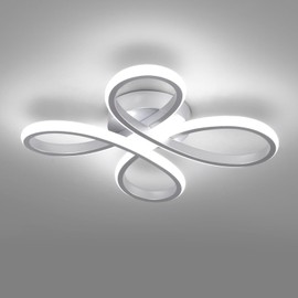 ADISUN Modern LED Ceiling Light, 6000K Silver Semi Flush Mount Ceiling Lights for Hallway, Modern Lamps for Living Room Bedroom Corridor Aisle Hallway Indoor Ceiling Lamp (L14.56*W14.56*H1.18)