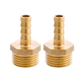 SEIWEI G 1/2 Inch Male Thread x 8 mm Hose Connection, Brass Barbed Hose Pipe Connection Adapter Plug Nipple, Garden Hose Accessories (Pack of 2)