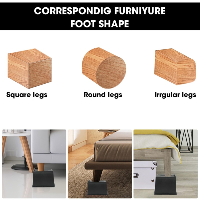 MYMULIKE Bed Risers 5 Inch Heavy Duty, Oversized Furnitures Risers