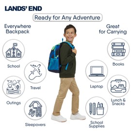 Lands' End Unisex Kid's Elementary Boys and Girls Medium Classmate Lightweight Durable School Backpack, Nicci