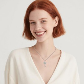 KoyeKei Hecate Necklace for Women Sterling Silver Key Necklace Hecate Wheel Pendant Tripple Moon Snake Jewelry Gift for Girlfriend Wife Mom