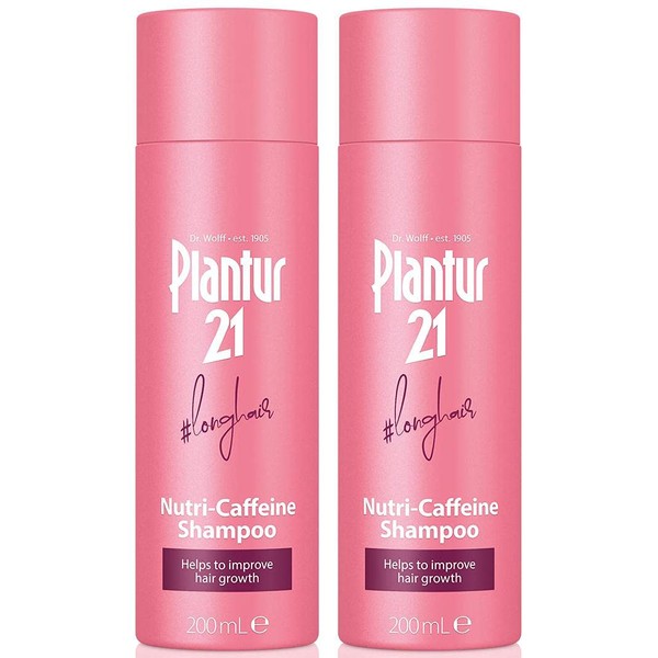 Plantur 21#longhair Caffeine Shampoo for Long and Brilliant Hair 2x 200ml | Improves Hair Growth and Repairs Stressed Hair | No Silicones No Parabens | Energy Kick for Hair Roots