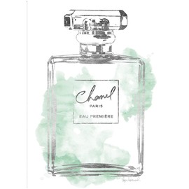 Fine Art Canvas Silver Bottle Mint Canvas Wall Decor by Artist Amanda Greenwood for Living Room, Bedroom, Bathroom, Kitchen, Office, Bar, Dining & Guest Room - Ready to Hang - 24 in x 32 in