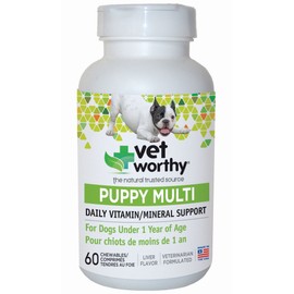 Vet Worthy 0073-6 Puppy Multi Vitamin Liver Flavored Chewables for Dogs (60 Count)