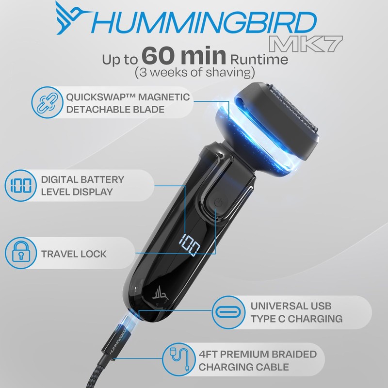 HUMMINGBIRD MK7 Premium Foil Face Shaver, Four Blade Foil Shaver