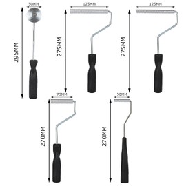 Fiberglass Roller Tools Kit, HNBun 5pcs Bubble Paddle Tool Fiberglass Resin Laminating Bubble Roller Set, Black Laminating Paint Roller Kit for Tub Shower Bathtub Boat Repair