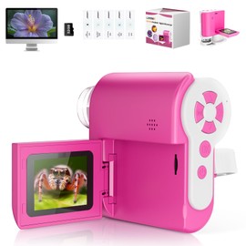 Portable Handheld Microscope for Kids with 2-inch-Screen: 1000x HD Digital Microscope for Kids Educational Science Kit, Christmas Birthday Gifts for Kids Age 5 6 7 8 9 10 11 12 (Pink)