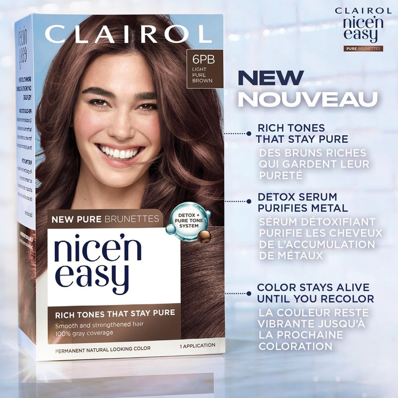 Clairol Nice'n Easy Pure Brunettes Permanent Hair Dye, 5PB Medium