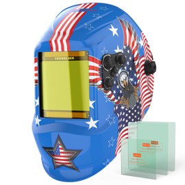 YESWELDER Large View Auto Darkening Welding Helmet, Blue Light Blocking, 1/1/1/1 True Color Solar Powered Welder Hood Mask with 4 Arc Sensors, Wide Shade 3/5-9/9-13 for TIG MIG ARC CUT and GRIND