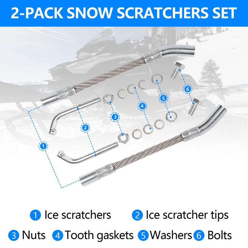 KAVIUS Ice Scratchers Snowmobile 2PCS Set Compatible with Polaris Arctic