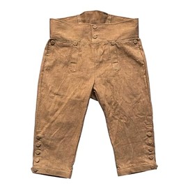 Mens Colonial Knee Linen Breeches 18th Century Pants Fall Front Style (XXL, Muddy)