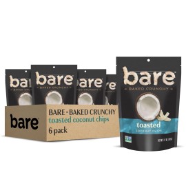 Bare Snacks Coconut Chips 6 Count 3.3oz Resealable Bags Gluten Free Vegan Snack